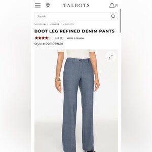 Talbots BOOT LEG REFINED DENIM PANTS,  
NWT size 2P